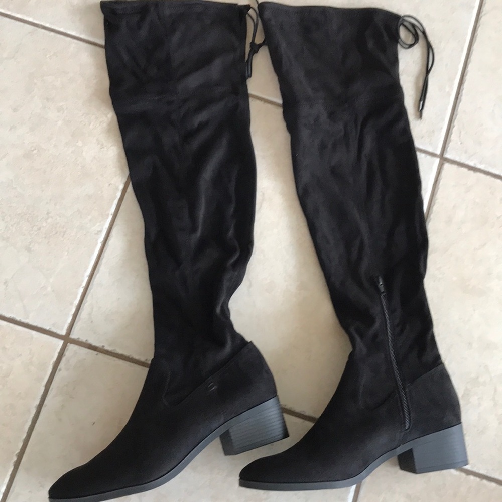 New black thigh high boots